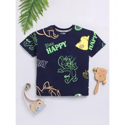 Happy Faces Boys Tom & Jerry Print Drop-Shoulder Sleeves Pure Cotton T-shirt-picture-22