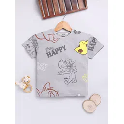 Happy Faces Boys Tom & Jerry Print Drop-Shoulder Sleeves Pure Cotton T-shirt-picture-23