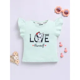 Happy Faces Kids Girls Snoopy Printed Flutter Sleeve Pure Cotton Top-picture-14