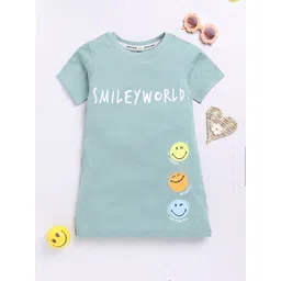 Happy Faces Kids Girls Typography Printed Pure Cotton Longline T-Shirt-picture-22