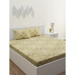 HAPPY HUES Brown Ethnic Motifs Printed 180 TC King Size Bedsheet With 2 Pillow Covers-picture-35