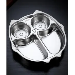 Happy Hues Stainless Steel Divided Meal Plate Tray-4 Compartments Dinner Dish for Baby- Toddler- Kids Eating Food- Owl Design-picture-18