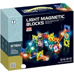Happy Hues® Light Magnetic Tiles Building Blocks for Kids (49 Pc) | 3D Clear STEM Educational Toys| Magnetic Marble Run for Boys & Girls 3 4 5 6 7 8 9+ | Creative Gift-picture-32