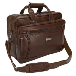 Hard Craft Vegan Leather 16.5 inch Large Size Messenger Bag for men | Laptop Bag |Office Bag || Laptop Sleeve (Brown) image 1