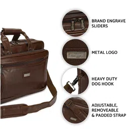 Hard Craft Vegan Leather 16.5 inch Large Size Messenger Bag for men | Laptop Bag |Office Bag || Laptop Sleeve (Brown) image 2