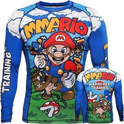 hardcore training Rash Guard Mmario Men’s – Compression Shirt Long Sleeve – No-Gi Jiu Jitsu MMA Grappling BJJ-picture-40