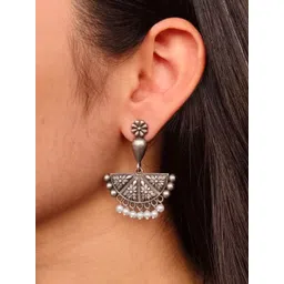 Hardin Style German Silver-Plated Artificial Beads Oxidised Crescent Shaped Drop Earrings-picture-26