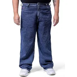 hardsoda by The Indian Garage Co Men Plus Size Baggy Fit Solid Mid-Rise Jeans-picture-10
