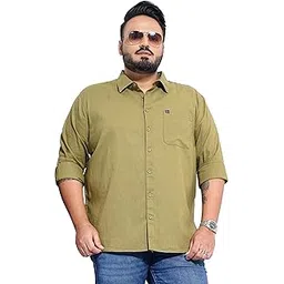 hardsoda by The Indian Garage Co Men Plus Size Regular Fit Solid Cutaway Collar Full Sleeves Casual Shirt-picture-10