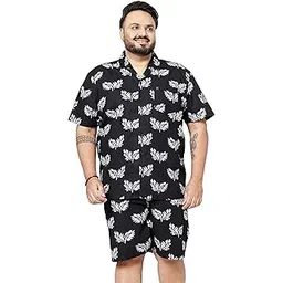 hardsoda by The Indian Garage Co Men Plus Size Relaxed Fit Floral Print Shirt & Boxers Lounge Set-picture-21