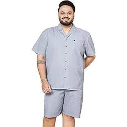hardsoda by The Indian Garage Co Men Plus Size Relaxed Fit Geometric Print Shirt & Boxers Lounge Set-picture-19