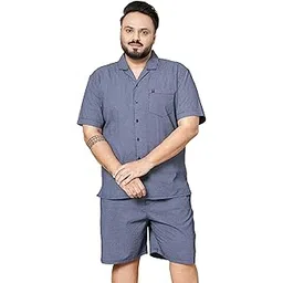 hardsoda by The Indian Garage Co Men Plus Size Relaxed Fit Geometric Print Shirt & Boxers Lounge Set-picture-20