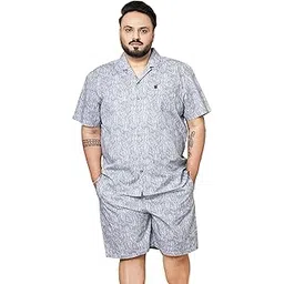 hardsoda by The Indian Garage Co Men Plus Size Relaxed Fit Geometric Print Shirt & Boxers Lounge Set-picture-22