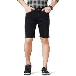 hardsoda by The Indian Garage Co Men Slim Fit Colourblocked Stretchable Denim Shorts-picture-10