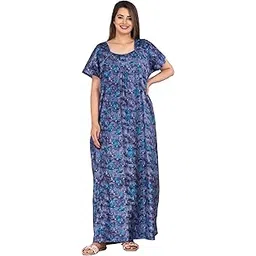 hargun night wear Floral Nightgown with Short Sleevess, Full Length and with sie Pockets-picture-47