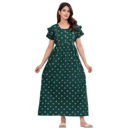 HARGUN NIGHT WEAR Women Green Nightdress-picture-30