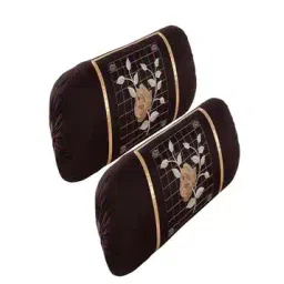 hargunz Set of 2 Floral Embroidered Bolster Pillow Covers 32" x 16"-picture-27