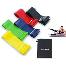 Haribon Premium Resistance Loop Exercise Belt, Stretching, Strength Training Exercises, HIPS & Glutes Heavy Workouts for Men & Women[Set of 5]-picture-27