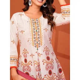 HARIKS Women Floral Printed Cotton Round Neck A-Line Mini Dress image 2