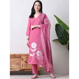 HARIKS Women Floral Printed Kurta with Trousers & Dupatta-picture-30