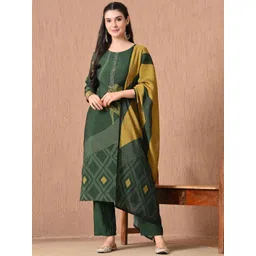 HARIKS Women Floral Printed Silk Kurta with Trousers & Dupatta-picture-26