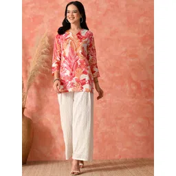 HARIKS Women Floral Printed V-Neck Top With Palazzos Co-Ords-picture-38