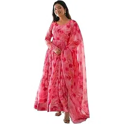 harivar Women's Georgette Fit and Flare Ankle Length Casual Dress (WOM-COO-PI-M-022_Pink-picture-15