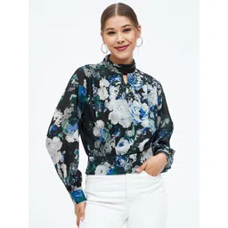 Harpa Floral Print Georgette Crop Top-picture-35