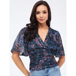 Harpa Floral Print V-Neck Flared Sleeve Wrap Top-picture-15