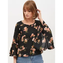 Harpa Women Black & Pink Floral Printed Top-picture-31