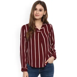 Harpa Women Maroon & White Striped Top-picture-26