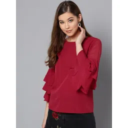 Harpa Women Maroon Solid Top-picture-12