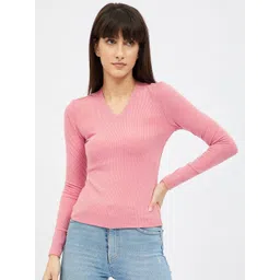 Harpa Women Pink V-Neck T-shirt-picture-11