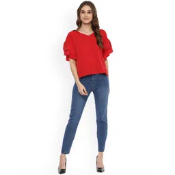 Harpa Women Red Solid Top image 5