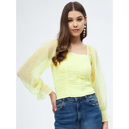 Harpa Women Yellow Sheen Georgette Top-picture-22