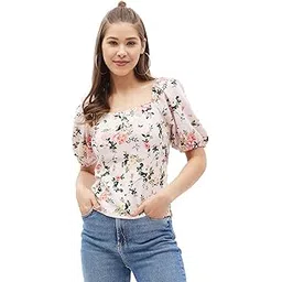 harpa Women's Polyester Floral Short Sleeve Regular Fit Blouse Pack of 1-picture-38