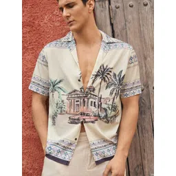 HARPITA Men Relaxed Fit Ethnic Motifs Printed Cuban Collar Casual Shirt-picture-14