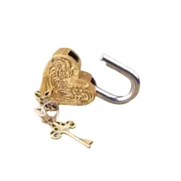 Harrison 75 mm Brass Finish Heart Shape with 2 Keys & Ring Gift Padlock-picture-16