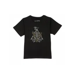 Harry Potter by Wear Your Mind Boys Black Typography Printed Pure Cotton T-shirt image 1
