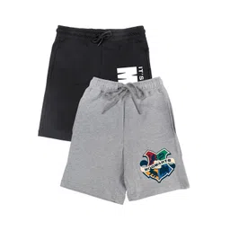 Harry Potter by Wear Your Mind Boys Grey & Black Set of 2 Typography Printed Cotton Shorts-picture-12