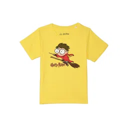 Harry Potter by Wear Your Mind Boys Yellow & Red Harry Potter Printed Pure Cotton T-shirt-picture-13