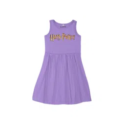 Harry Potter by Wear Your Mind Girls Purple Printed Cotton A-Line Dress-picture-52