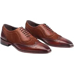 harrykson london Men's European Genuine Leather Formal Handcrafted Brogue Style Shoe for Men-picture-54