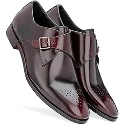 harrykson london Men's Italian Leather Single Monkstrap FormalShoe with Leather Rubber Sole-picture-30