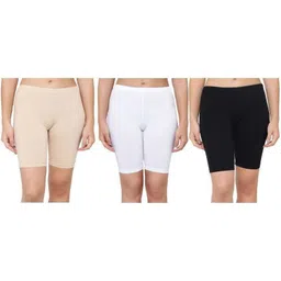 harshraj Pack of 3 Solid Women Black, White, Beige Cycling Shorts-picture-17