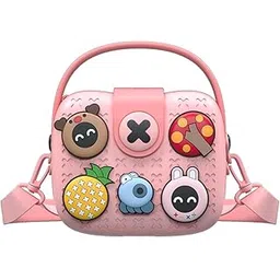 harshti Soft Silicone Mini Cross Purse for Kids with Cute Charming Badges | Adjustable Cartoon Style Coin Purse for Girls, Cross Body Bag with Zipper Closer | Cute Cartoon Hand Bag for Kids-picture-24