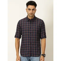 Harvard Classic Slim Fit Tartan Checked Opaque Pure Cotton Casual Shirt-picture-24
