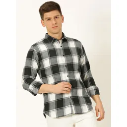 Harvard Green Standard Slim Fit Tartan Checked Flannel Weave Casual Shirt-picture-15