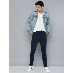 Harvard Men Blue Solid Side Stripes Mid Rise Casual Track Pants-picture-27