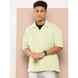 Harvard Men Drop-shoulder Sleeves Striped Pure Cotton Shirt-picture-35